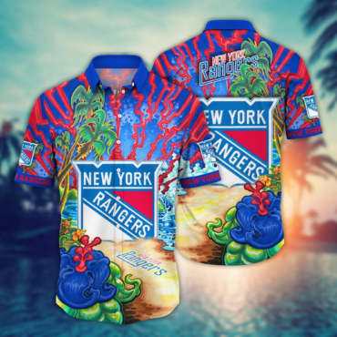 New York Rangers NHL Hawaiian Shirt Beer Gardenstime Aloha Shirt
