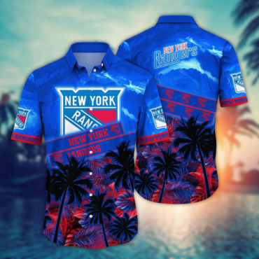 New York Rangers NHL Hawaiian Shirt Lush Greenerytime Aloha Shirt