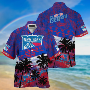 York Rangers NHL Palm Tree Pattern Hawaii Shirt For Sports Fans Unisex Sport Hawaii Shirt