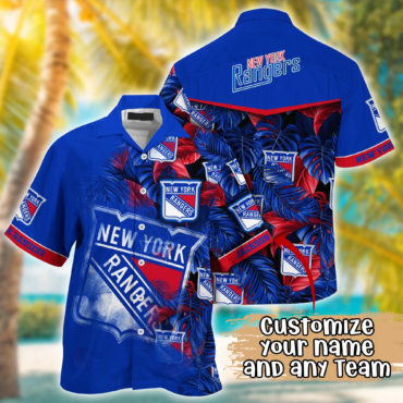New York Rangers NHL Summer Hawaii Shirt And Tshirt Custom Aloha Shirt
