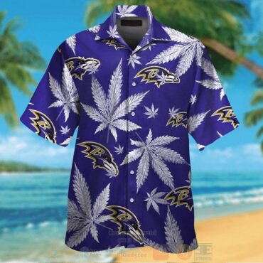 Baltimore Ravens Hawaiian Tropical Design Short Sleeve Button Up Shirt Ver06