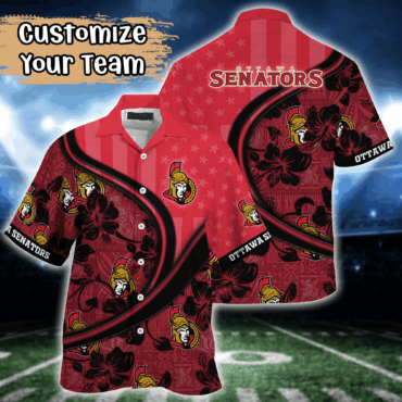 Ottawa Senators NHL US Flag Hawaiian Shirt Custom Summer Aloha Shirt