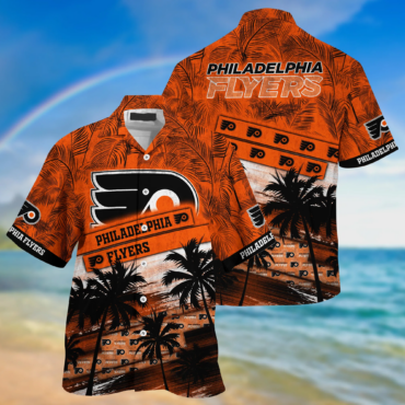 Philadelphia Flyers NHL Palm Tree Pattern Hawaii Shirt For Sports Fans Unisex Sport Hawaii Shirt