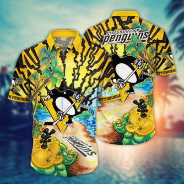 Pittsburgh Penguins NHL Hawaiian Shirt Campingtime Aloha Shirt
