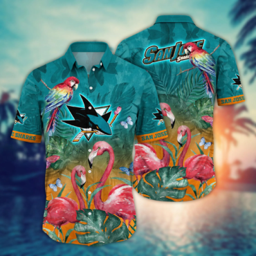 San Jose Sharks NHL Hawaiian Shirt Garden Parties Aloha Shirt