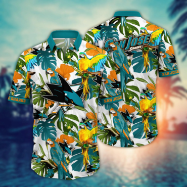 San Jose Sharks NHL Hawaiian Shirt Tan Linestime Aloha Shirt