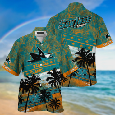 San Jose Sharks NHL Palm Tree Pattern Hawaii Shirt For Sports Fans Unisex Sport Hawaii Shirt