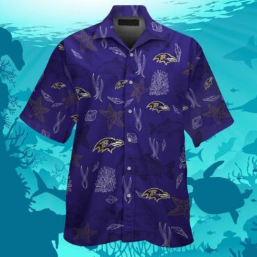 Baltimore Ravens Hawaiian Tropical Design Short Sleeve Button Up Shirt Ver05