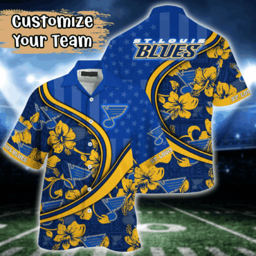 St. Louis Blues NHL US Flag Hawaiian Shirt Custom Summer Aloha Shirt