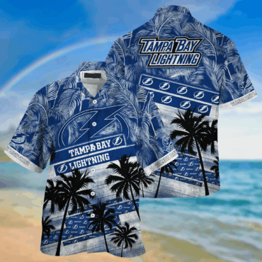 Tampa Bay Lightning NHL Palm Tree Pattern Hawaii Shirt For Sports Fans Unisex Sport Hawaii Shirt