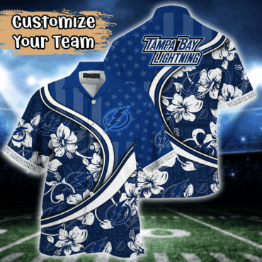 Tampa Bay Lightning NHL US Flag Hawaiian Shirt Custom Summer Aloha Shirt