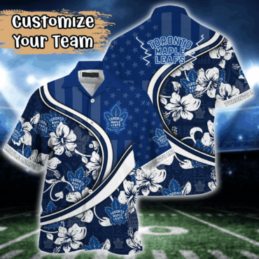 Toronto Maple Leafs NHL US Flag Hawaiian Shirt Custom Summer Aloha Shirt