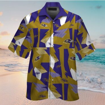 Baltimore Ravens Hawaiian Tropical Design Short Sleeve Button Up Shirt Ver07