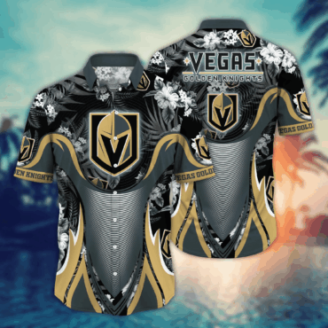 Vegas Golden Knights NHL Hawaiian Shirt Blooming Flowers Aloha Shirt
