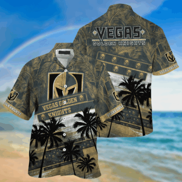 Vegas Golden Knights NHL Palm Tree Pattern Hawaii Shirt For Sports Fans Unisex Sport Hawaii Shirt